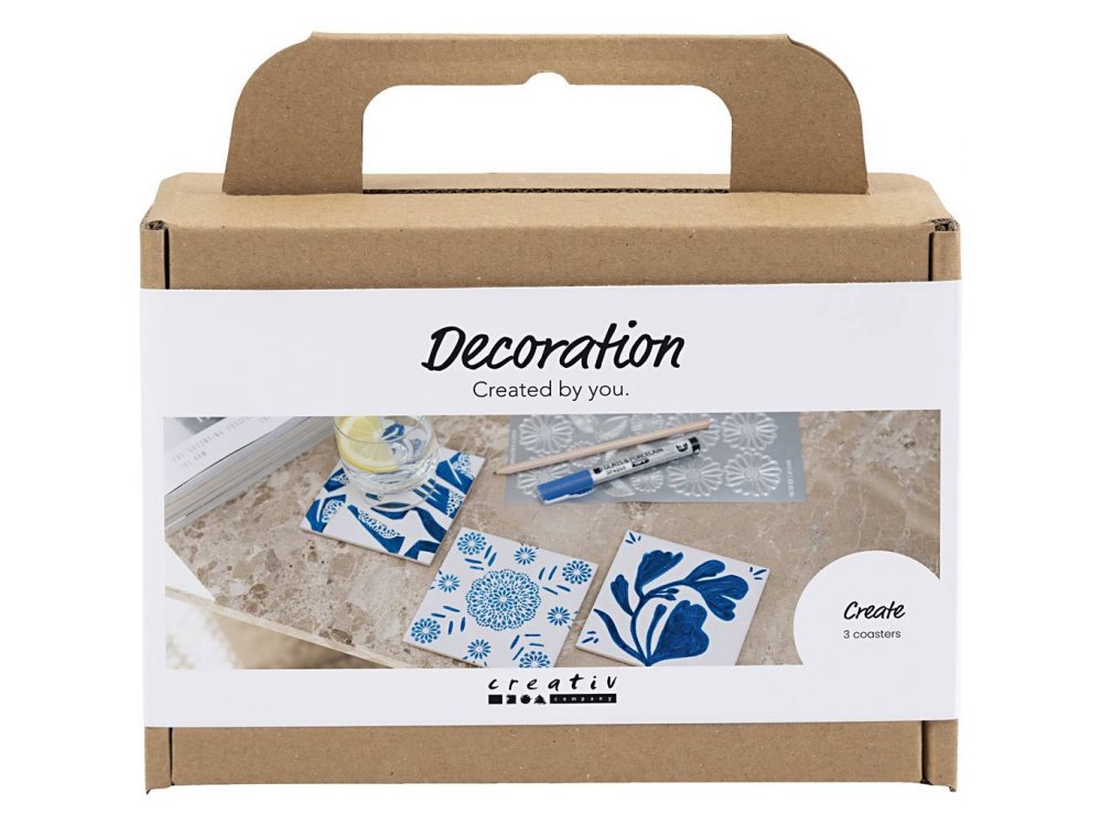 DIY Μίνι Δημιουργικό Σετ Διακόσμησης, Πορσελάνινα Σουβέρ, Μπλέ, 1πακ