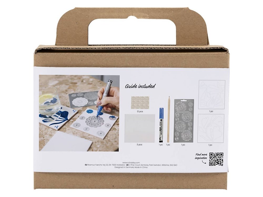DIY Μίνι Δημιουργικό Σετ Διακόσμησης, Πορσελάνινα Σουβέρ, Μπλέ, 1πακ
