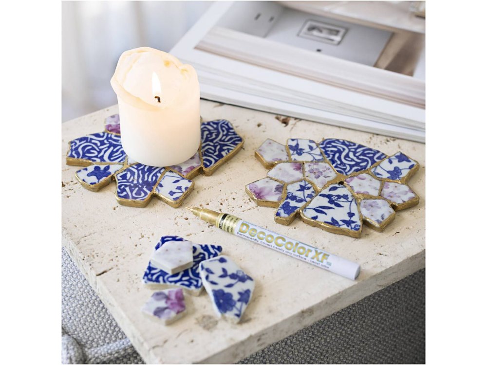 DIY Σετ Χειροτεχνίας Kintsugi, Σουβέρ, Μπλε, Χρυσό, Ανοιχτόχρωμο, Κόκκινο, Λευκό, 1πακ