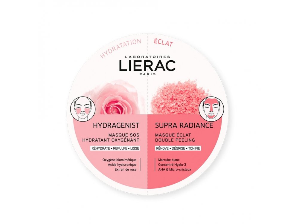 Lierac Duo Masks Hydragenist Masque SOS Hydratant Oxygenant + Supra Radiance Masque Eclat Double Peeling 2x6ml
