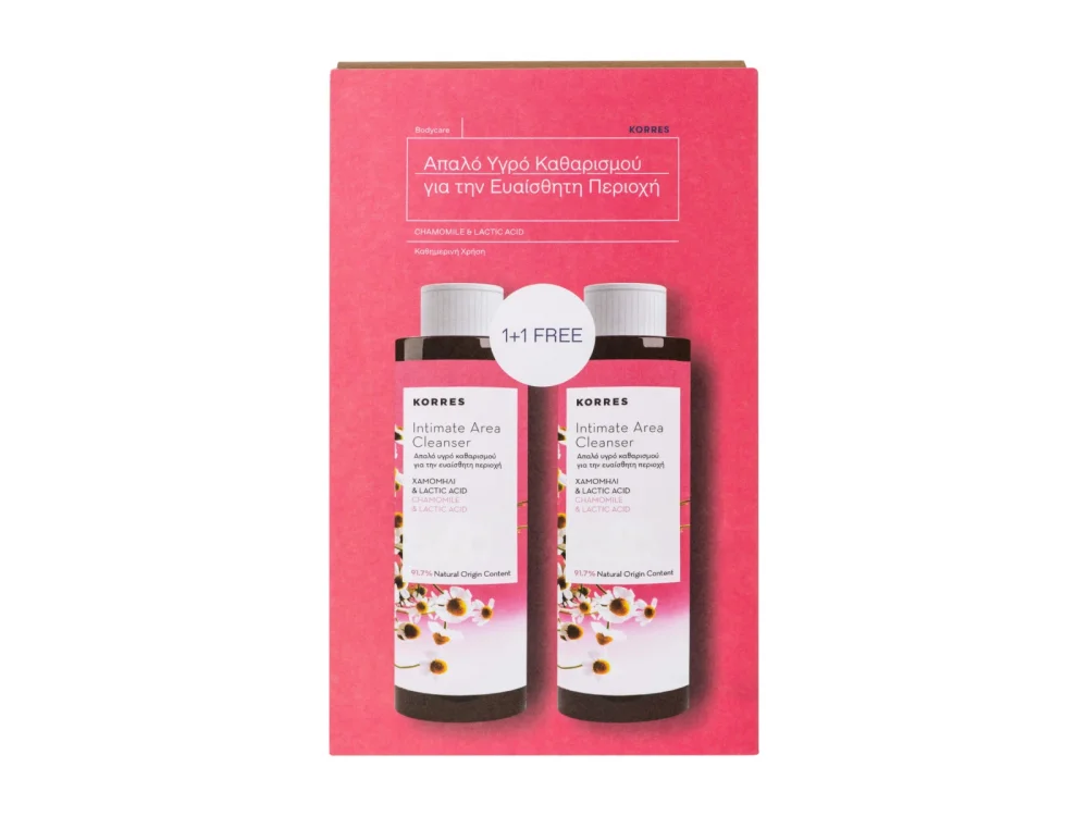 Korres Promo Intimate Υγρό Καθαρισμού Ευαίσθητης Περιοχής με Χαμομήλι & Lactic Acid 1+1, 2Χ250ml