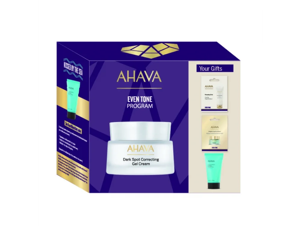 AHAVA Even Tone Program, Dark Spot Correcting Gel Cream, Ενυδατική Κρέμα Τζέλ Κατά των Κηλίδων, 50ml & Renewing Peel, 8ml & Brightening Mud Mask, 6ml & Sea-Kissed Mineral Body Lotion, 40ml