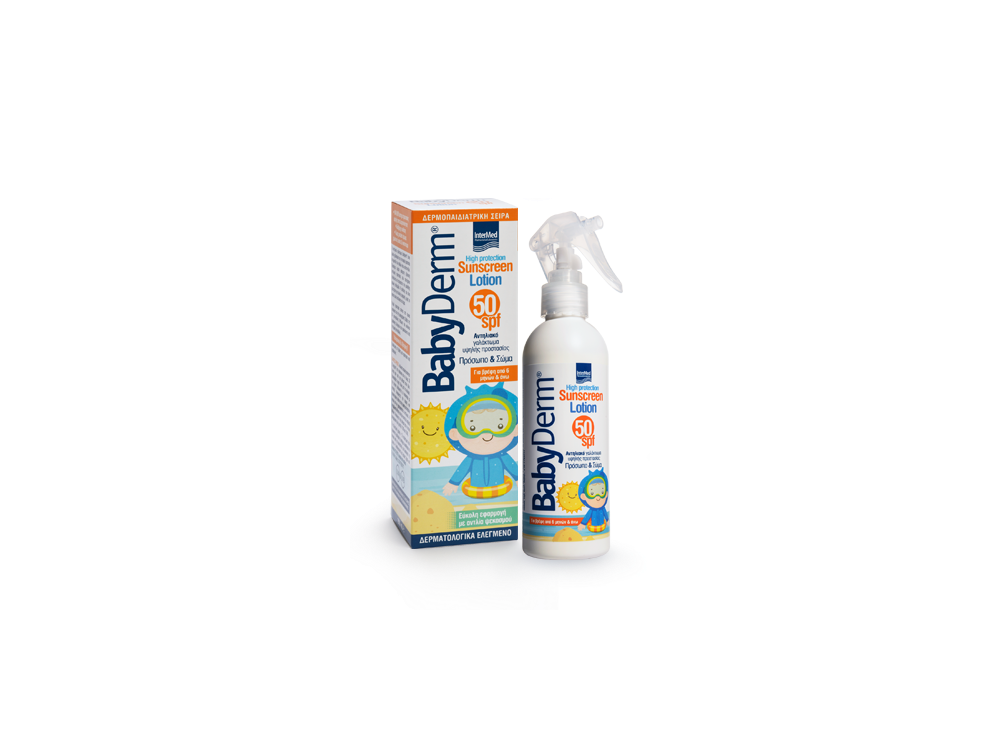 InterMed Babyderm Sunscreen Lotion 50SPF, Παιδικό Αντηλιακό Γαλάκτωμα Σώματος, 250ml
