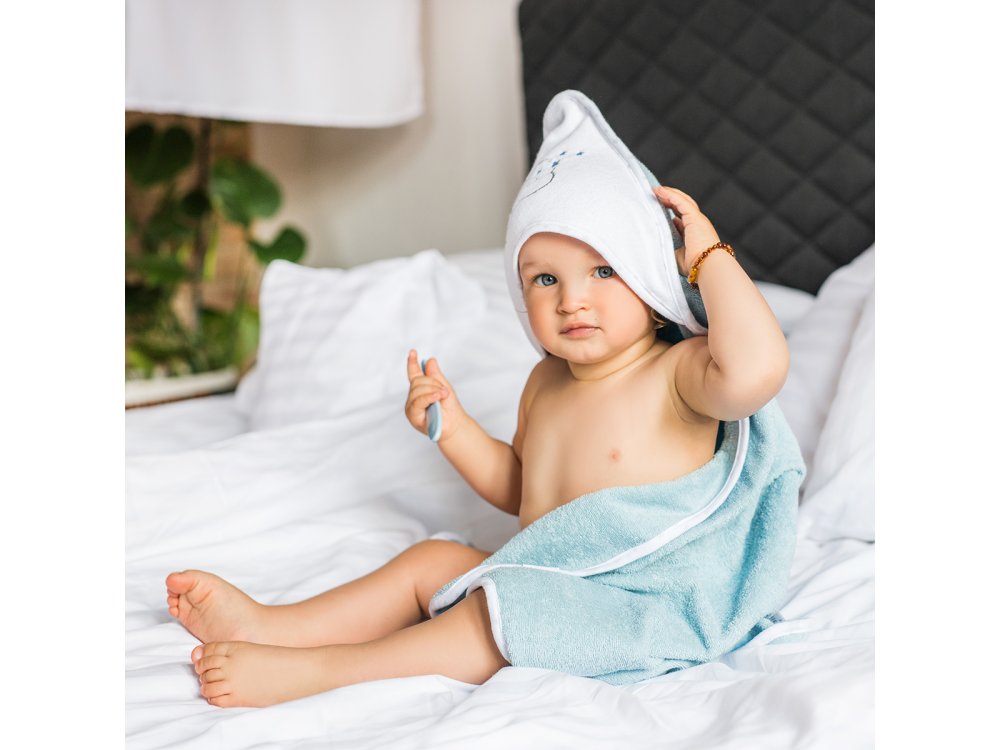 BabyOno Terry Hooded Towel, Πετσέτα με Κουκούλα, Γκρί