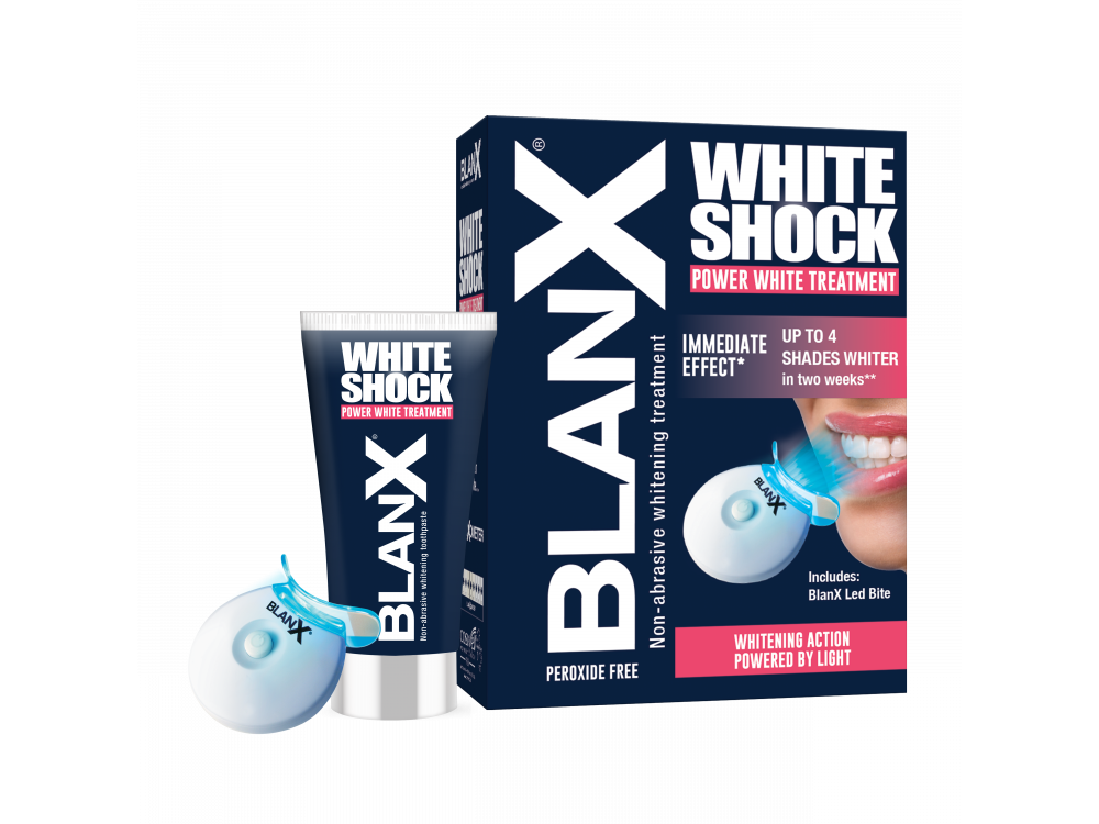 BlanX White Shock Power White Treatment – Θεραπεία  λέυκανσης δοντιών Οδοντόκρεμα 50ml + Μασελάκι Led bite