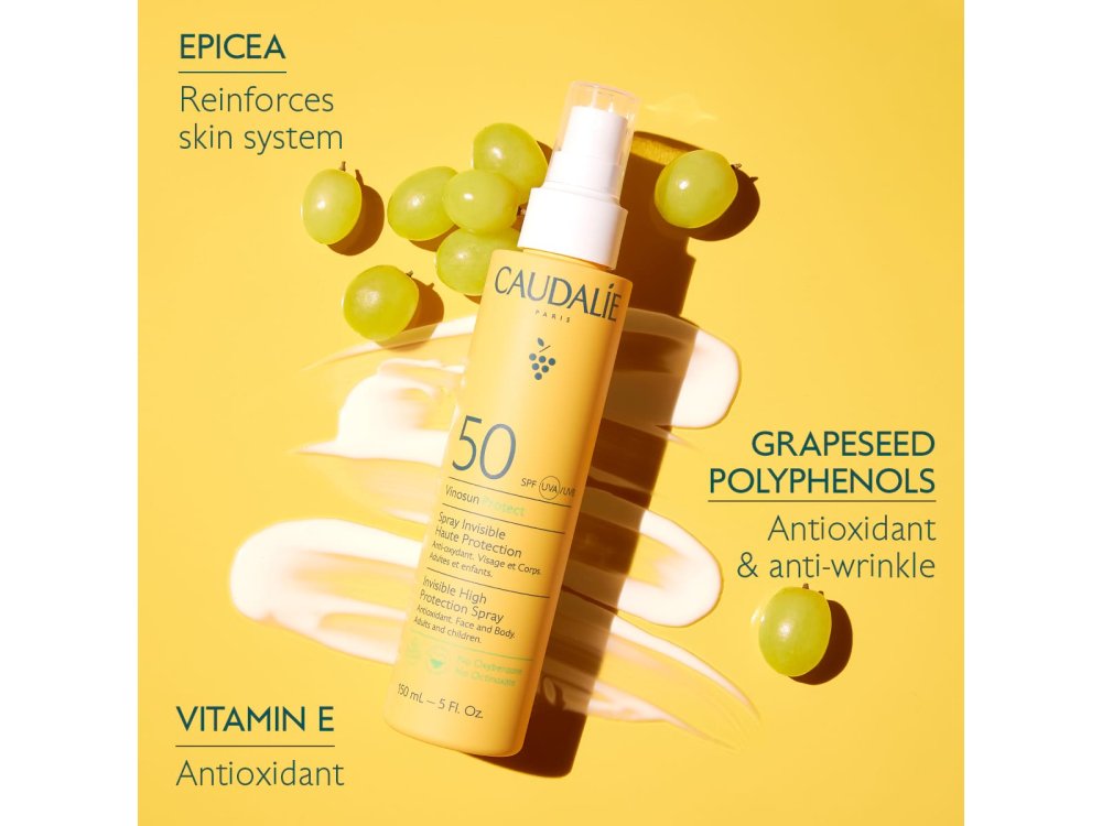 Caudalie Vinosun Protect Invisible High Protection Spray SPF50 Αντηλιακό Σπρέι για Πρόσωπο & Σώμα, 150ml
