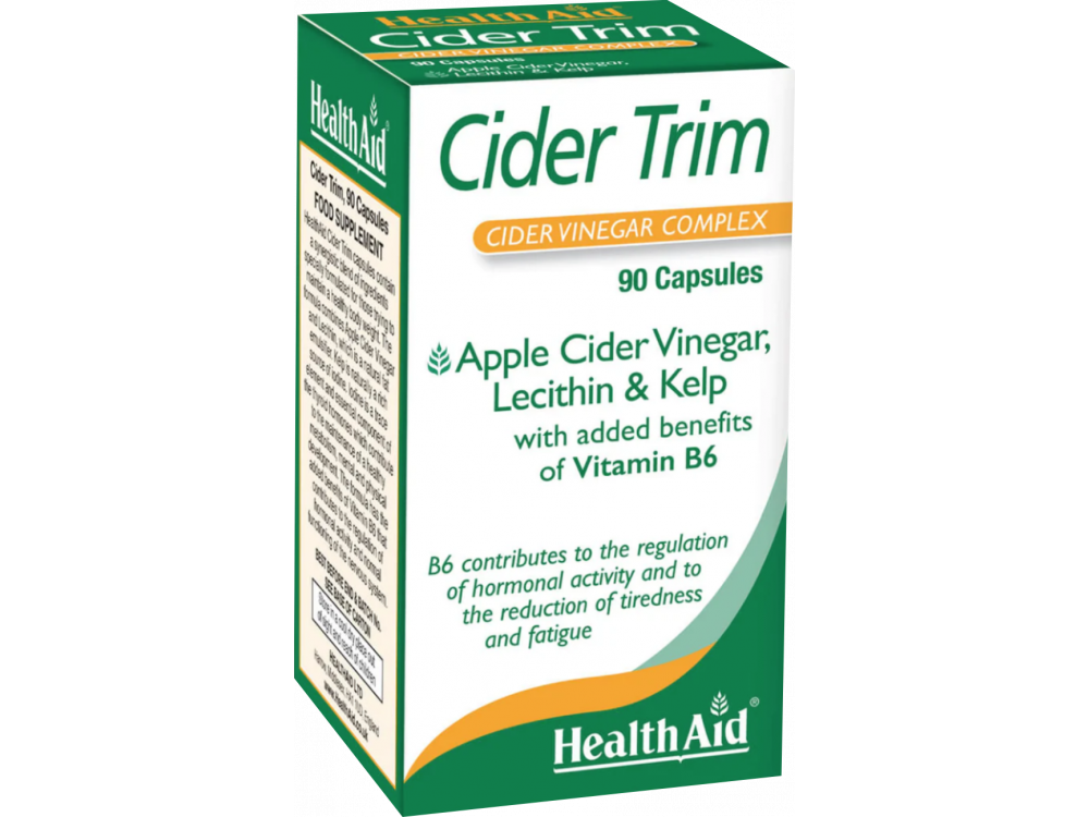 Health Aid Cider Trim, Συμπλήρωμα Αδυνατίσματος με Μηλόξυδο, 90caps