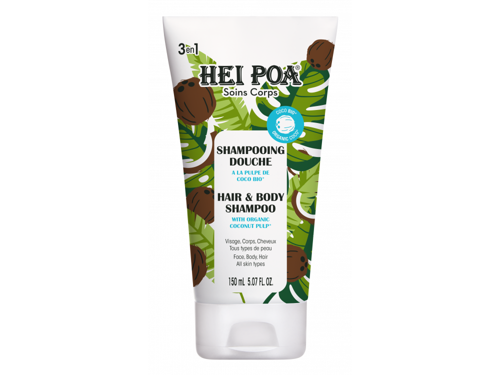 Hei Poa Coconut Hair & Body Shampoo With Organic Coco Pulp, Σαμπουάν & Αφρόλουτρο για Σώμα & Μαλλιά με Άρωμα Καρύδας, 150ml