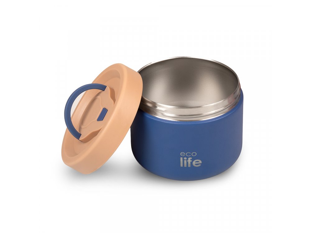 Eco life Θερμός Φαγητοδοχείο Στρογγυλό, Μπλέ, 650ml