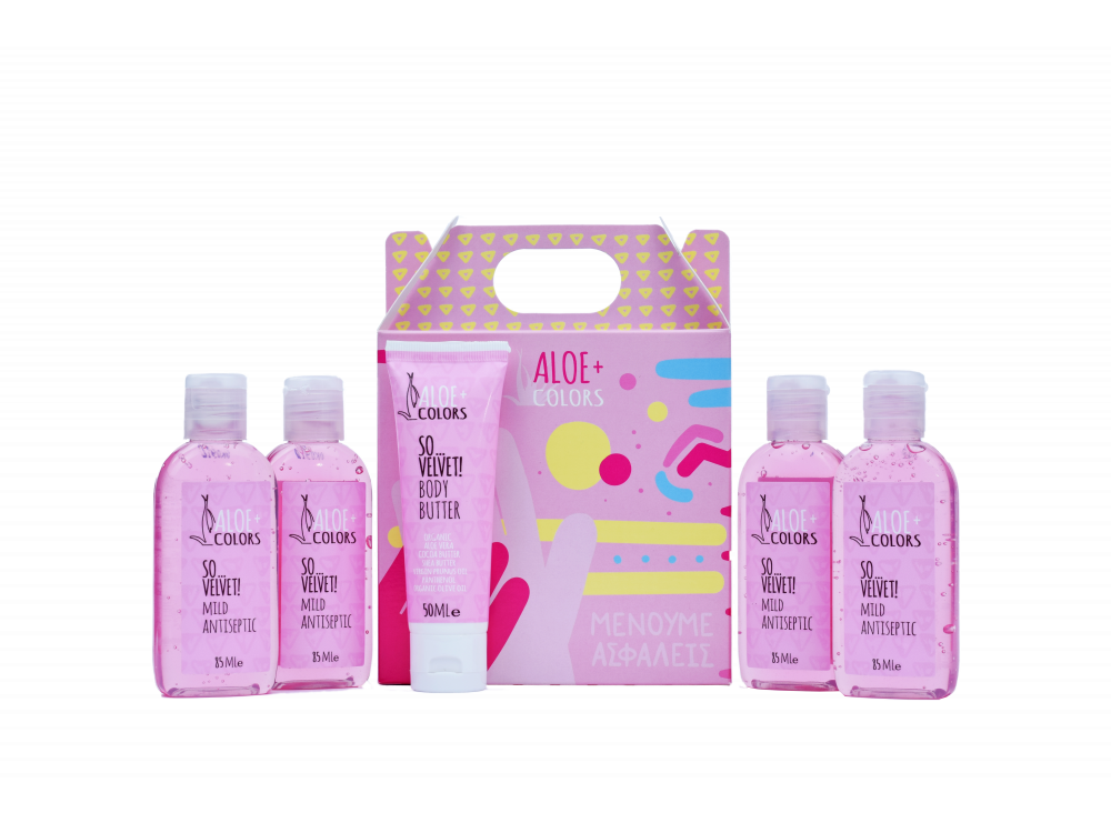 Aloe+Colors Set Antiseptic Gel 4x85ml & Δώρο So Velvet Body Butter, 50ml