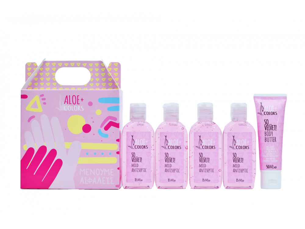 Aloe+Colors Set Antiseptic Gel 4x85ml & Δώρο So Velvet Body Butter, 50ml