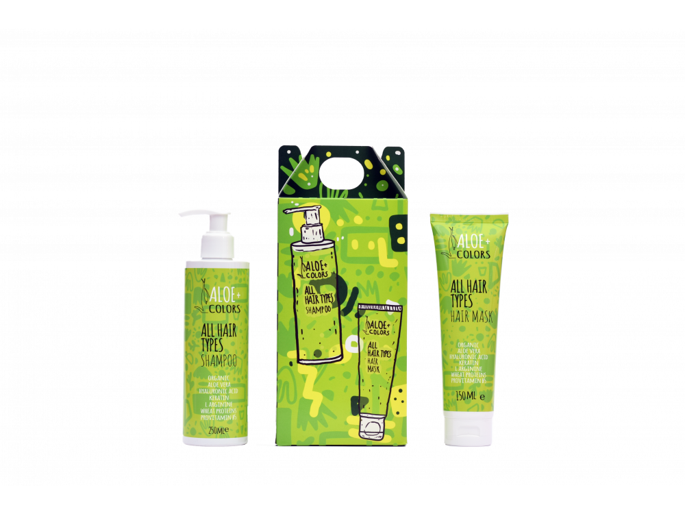 Aloe+Colors Hair Gift Set, Hair Shampoo 250ml & Hair Mask, 150ml