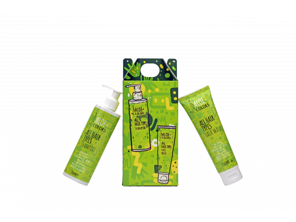 Aloe+Colors Hair Gift Set, Hair Shampoo 250ml & Hair Mask, 150ml