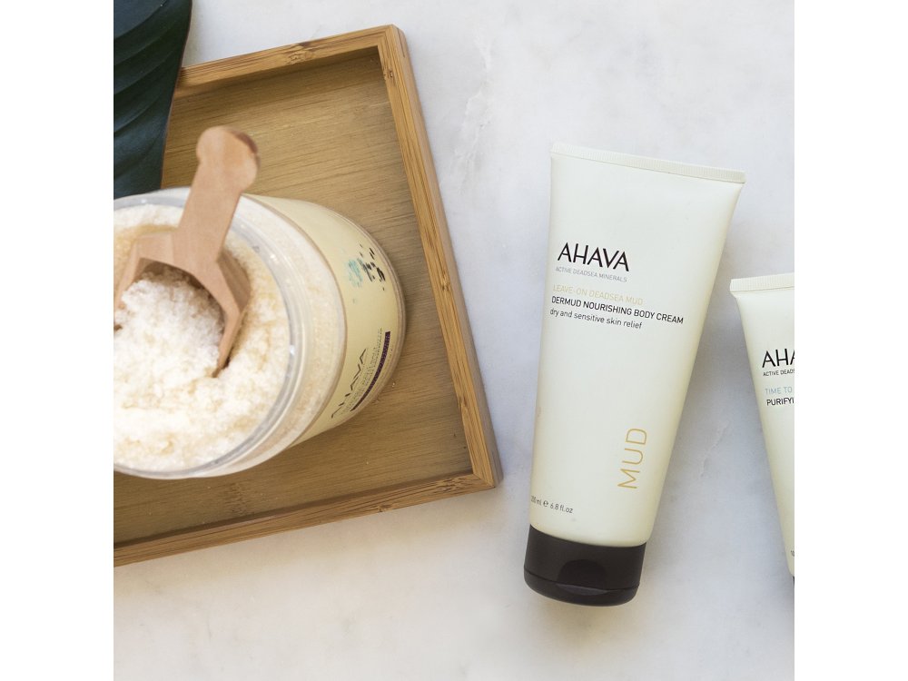 Ahava Dead Sea Mud Dermud Nourishing Body Cream, Κρέμα Σώματος Για Ξηρό & Ευαίσθητο Δέρμα, 200ml