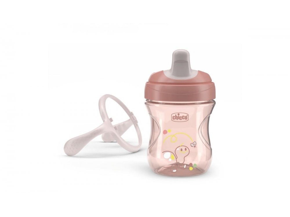 Chicco Training Cup Εκπαιδευτικό Ποτήρι-Κύπελλο Με Μαλακό Στόμιο Για 6m+, Ροζ, 200ml
