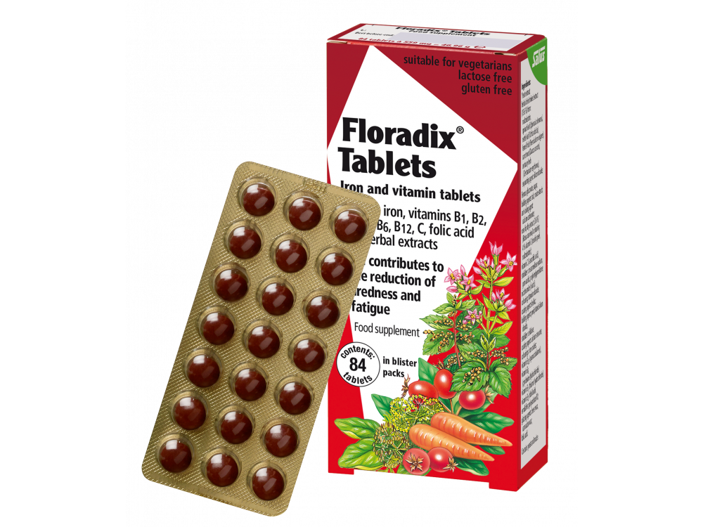 Power Health Floradix Tablets Τονωτικό Συμπλήρωμα Διατροφής για Γυναίκες με Οργανικό Σίδηρο, Βιταμίνες C & B Complex, 84 tabs
