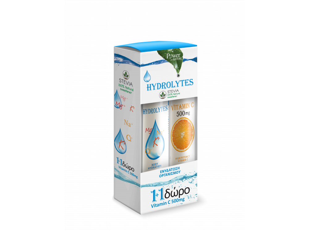 Power Health Hydrolytes 20Tabs & ΔΩΡΟ Vitamin C 500mg 20Tabs with Stevia