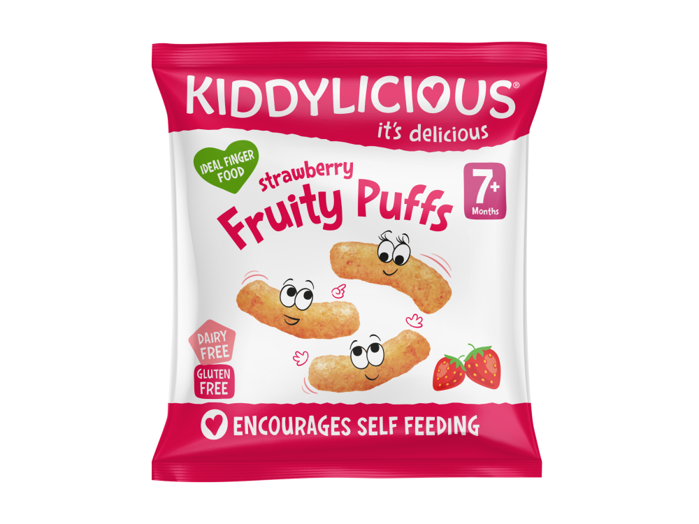 Kiddylicious Strawberry Fruity Puffs 7m+ Γαριδάκια Φράουλα, 10gr