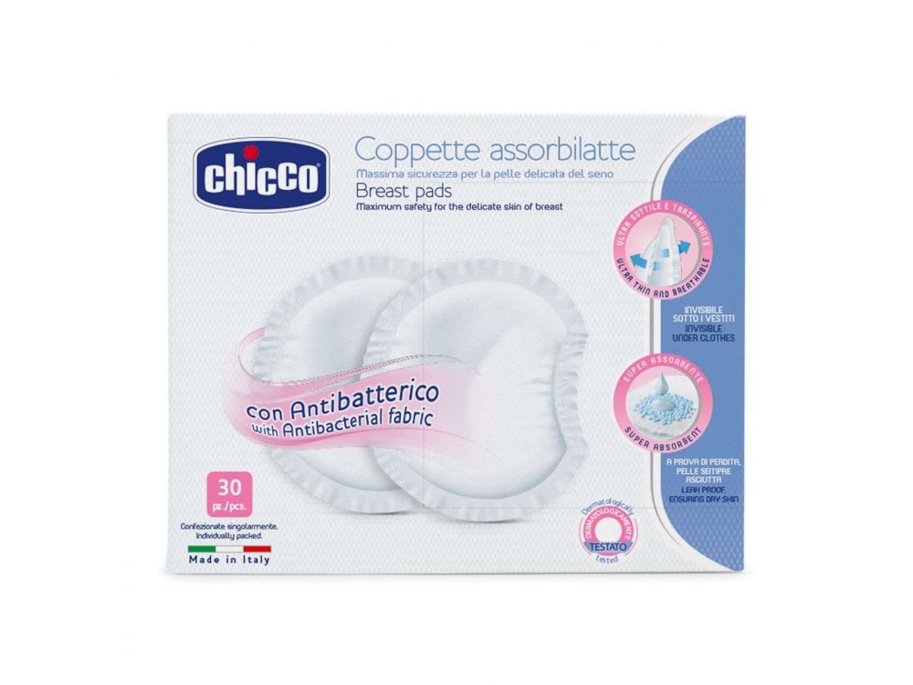 Chicco Επιθέματα Στήθους Αντιβακτηριακά, μιας χρήσης, 30τμχ