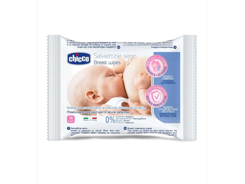 Chicco Breast Wipes, Μαντηλάκια Καθαρισμού Στήθους, 16τμχ