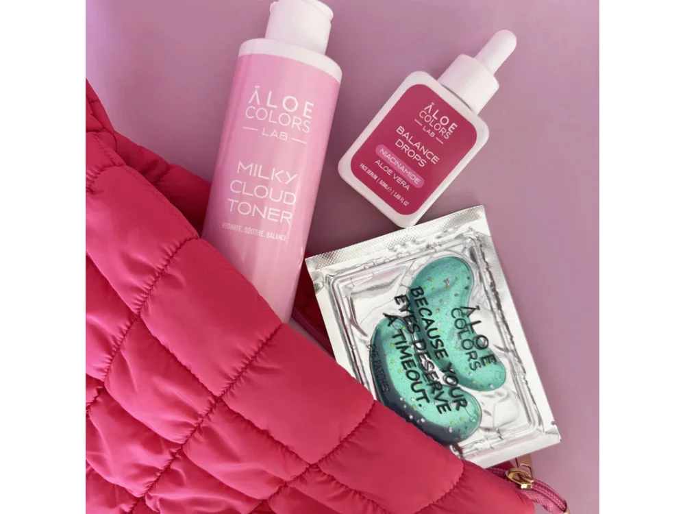 Aloe Colors Promo Balance Skincare Bag Milky Cloud Toner 200ml, Balance Drops Niacinamide Serum 50ml, Eye Patches 2 τεμ & Δώρο Νεσεσέρ