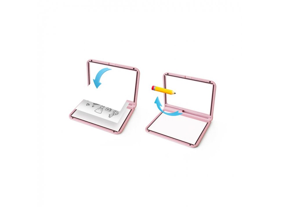 KIDYWOLF: Tablet ζωγραφικής με φως, 2 όψεων με οθόνη LΕD & μαυροπίνακα- Σχέδιο Μόδας, 1τμχ