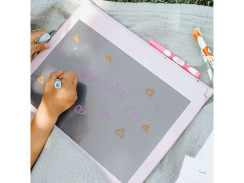 KIDYWOLF: Tablet ζωγραφικής με φως, 2 όψεων με οθόνη LΕD & μαυροπίνακα- Σχέδιο Μόδας, 1τμχ