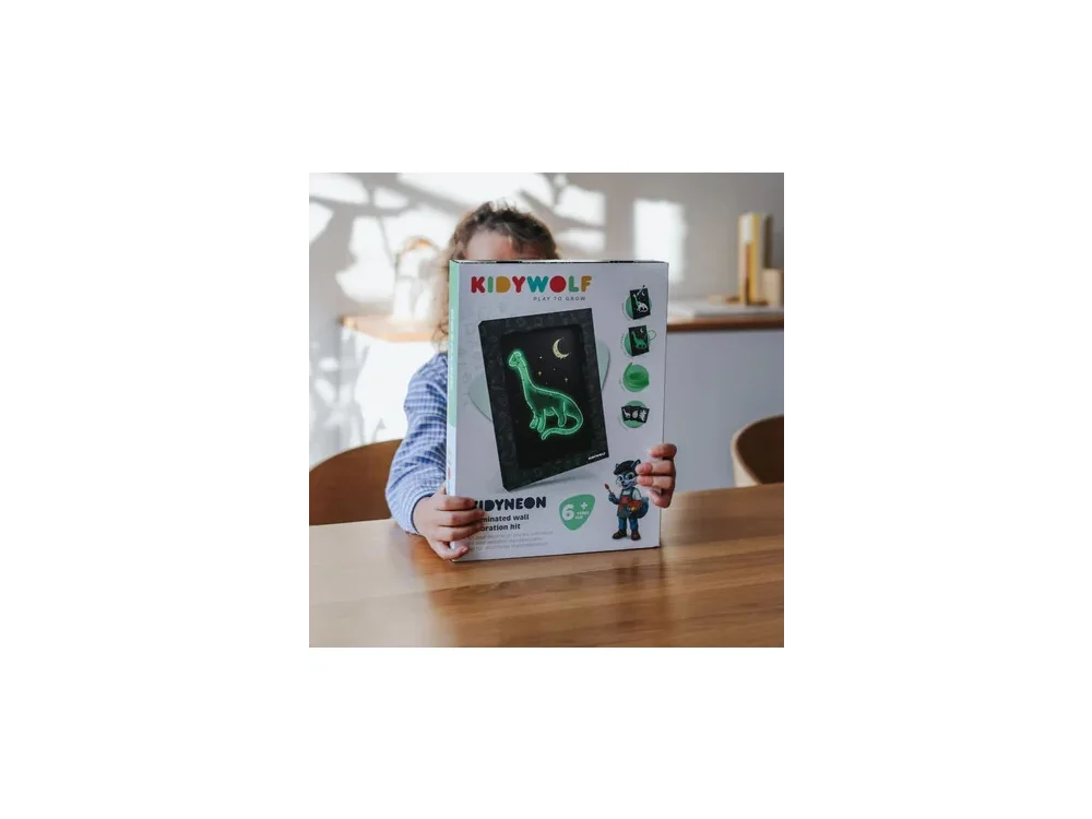 KIDYWOLF: Χειροτεχνίες με φωτεινά νήματα Νέον (3 Κάρτες) - Θέμα Δεινόσαυροι