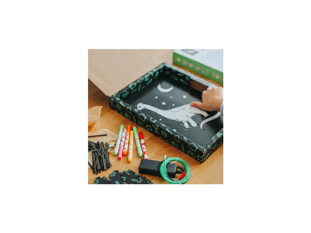 KIDYWOLF: Χειροτεχνίες με φωτεινά νήματα Νέον (3 Κάρτες) - Θέμα Δεινόσαυροι