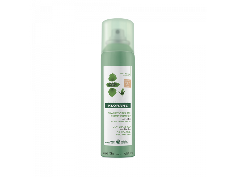 Klorane Dry Shampoo με Τσουκνίδα για λιπαρά μαλλιά - καστανά/μαύρα μαλλιά - 150ml