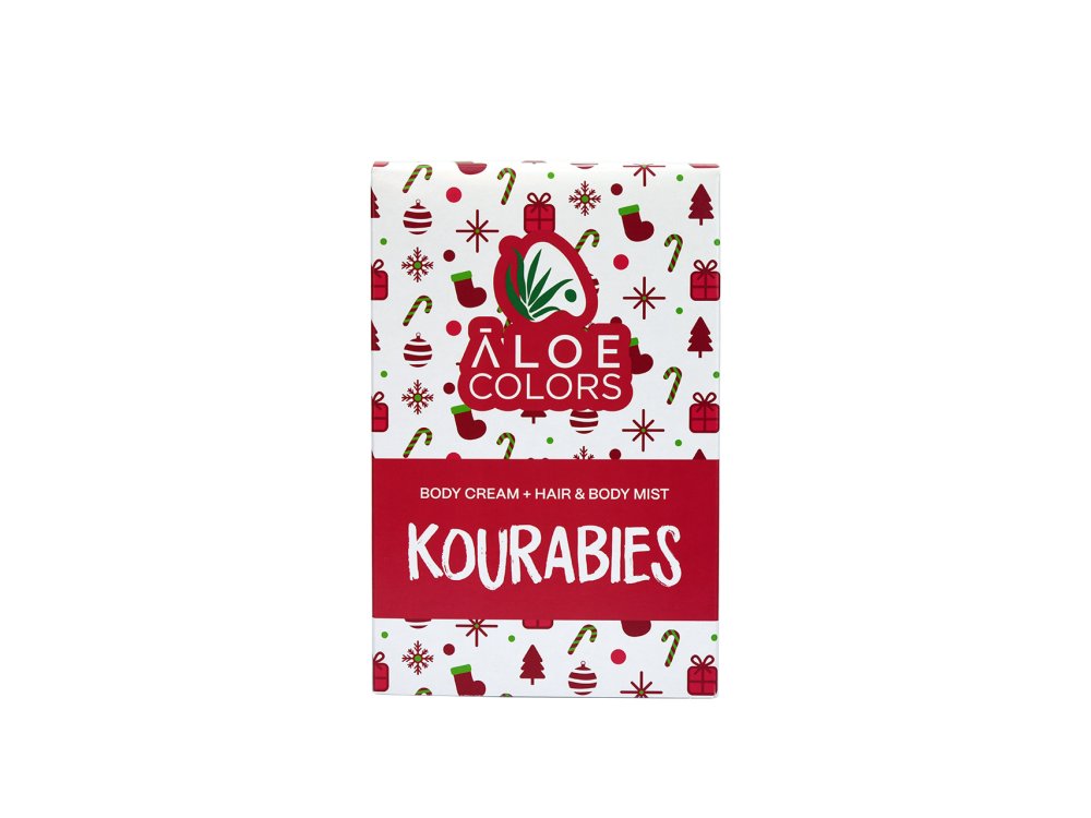 Aloe+Colors Kourabies Gift Set Hair and Body Mist & Body Cream, Σπρέι Μαλλιών-Σώματος 100ml & Κρέμα Σώματος, 100ml & Δώρο Μπρελόκ