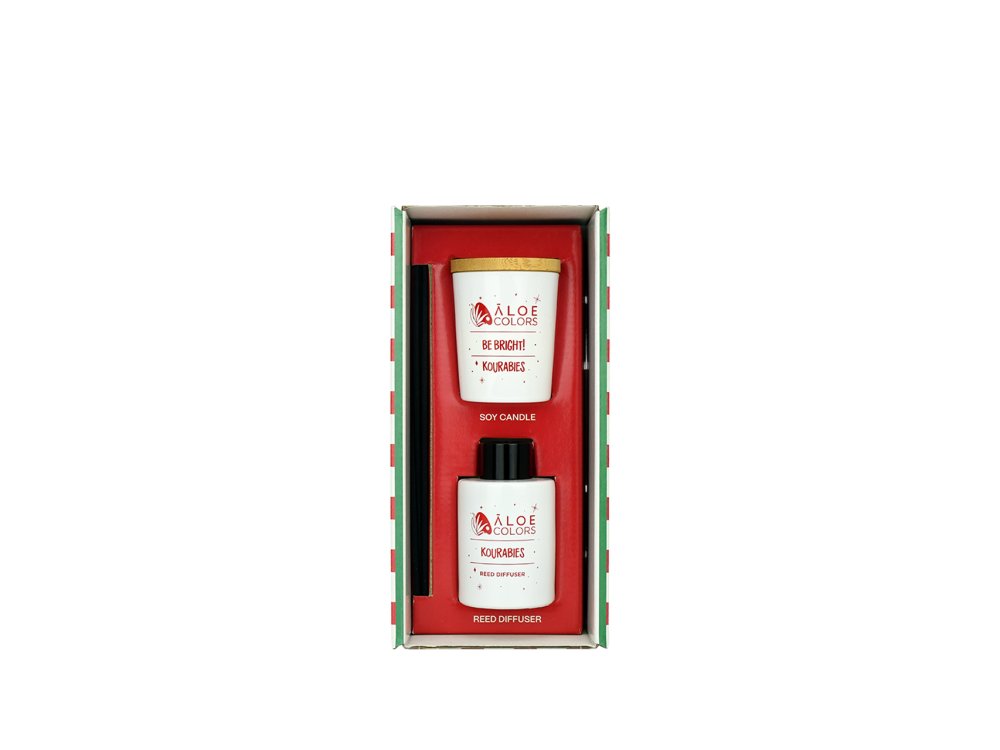 Aloe+ Colors Christmas Kourabies Home Set Αρωματικό Κερί 50γρ & Αρωματικό Χώρου 80ml