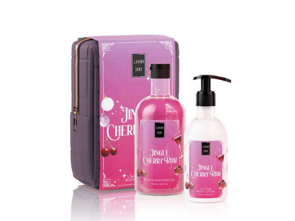 Lavish Care Jingle Cherry Rum Christmas Set, Αφρόλουτρο 500ml & Κρέμα Σώματος 300ml, 1σετ