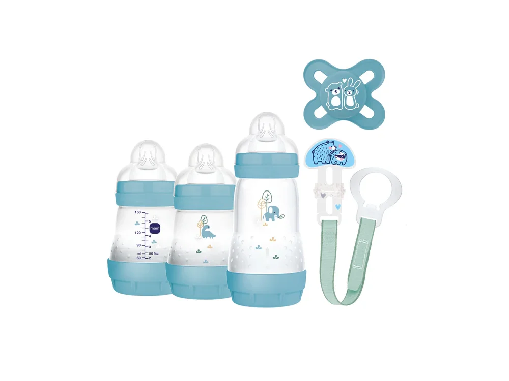 Mam Promo Gift Set Boy, Σετ 3 Μπιμπερό 2x160ml & 260ml & 1 Πιπίλα & 1 Κορδέλα, 1 σετ