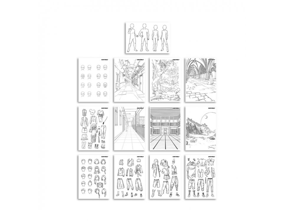 Kidywolf, Tablet ζωγραφικής με φως, 2 όψεων με οθόνη LΕD & μαυροπίνακα- Σχέδιο Χαρακτήρες Manga