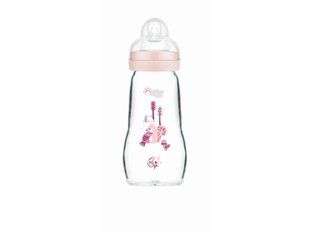 Mam Feel Good, Γυάλινο Μπιμπερό με Θηλή Σιλικόνης 2m+, 260ml
