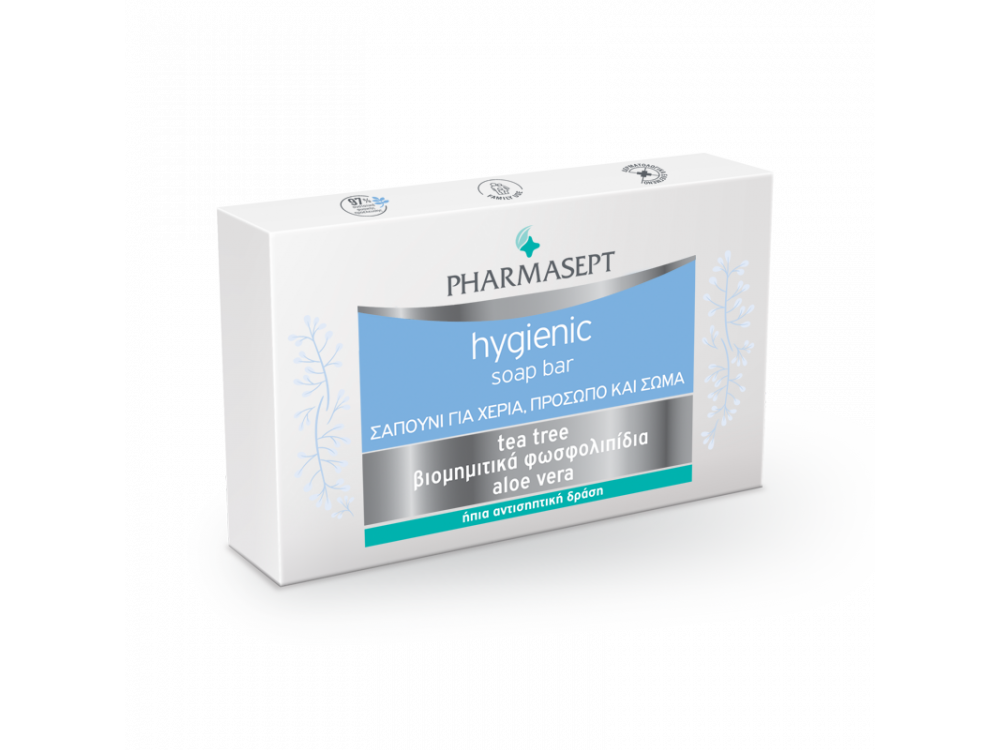 Pharmasept Hygienic Soap Bar, Σαπούνι για Χέρια, Πρόσωπο & Σώμα με Ήπια Αντισηπτική Δράση, 100gr
