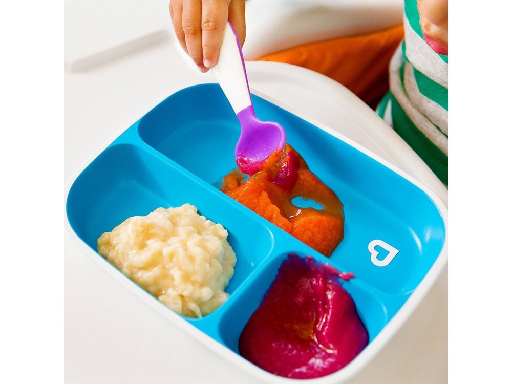 Munchkin Spash Devided Plates,Πιάτο Φαγητού Με Αντιολισθητική Βάση 6m+ Πράσινο/Μπλε, 2τμχ