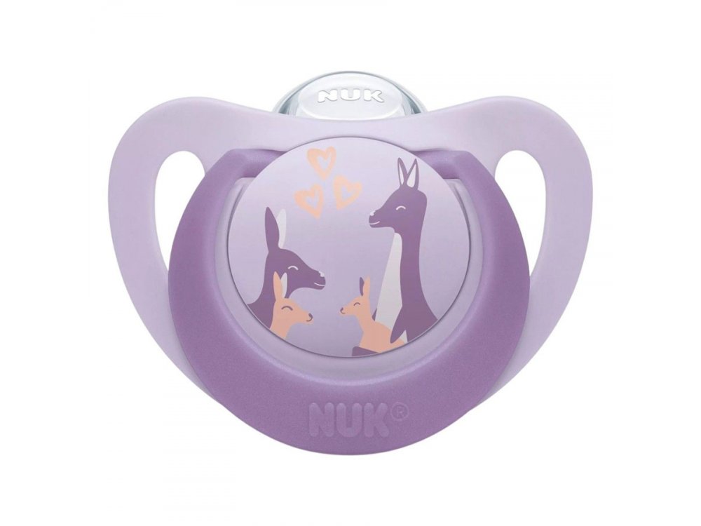NUK First Choice Πιπίλα με Θηλή Σιλικόνης Μωβ, Κανγκουρό  6-18m 1τμχ