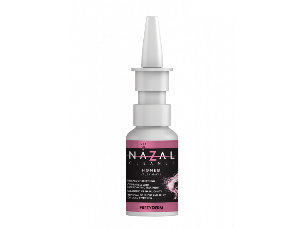 Frezyderm Nazal Cleaner Homeo για Ανακούφιση από το Κρυολόγημα Συμβατό με Ομοιοπαθητική Υπέρτονο αλατούχο διάλυμα 2,2% NaCl, 30ml