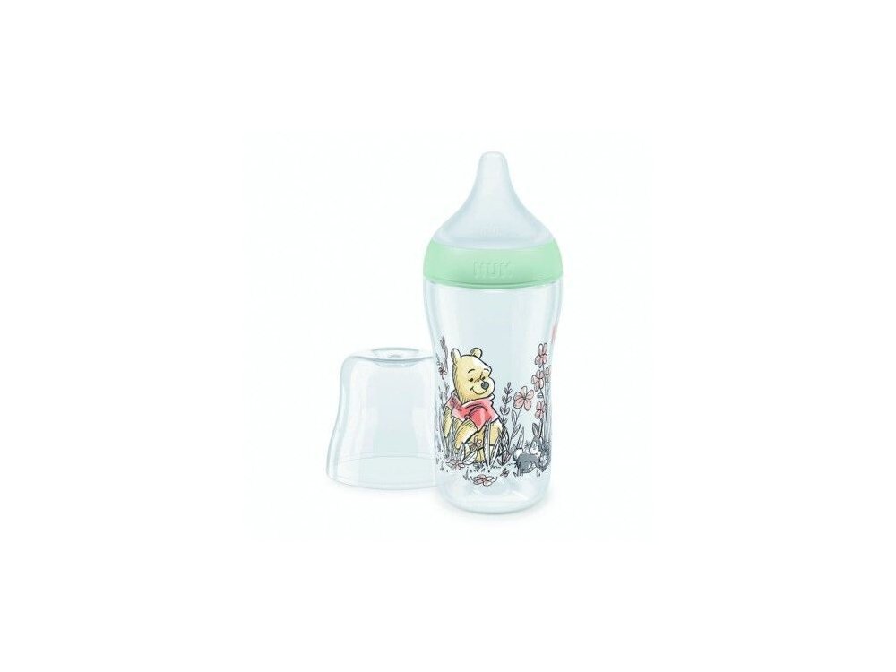 Nuk πλαστικό μπιμπερό με θηλή σιλικόνης perfect match temperature control 3m+ 260ml winnie the pooh, 1τμχ