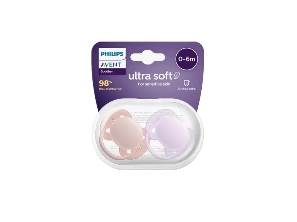 Philips Avent Ultra Soft (SCF091/32), Ορθοδοντική Πιπίλα Σιλικόνης 0-6m, 2τεμ