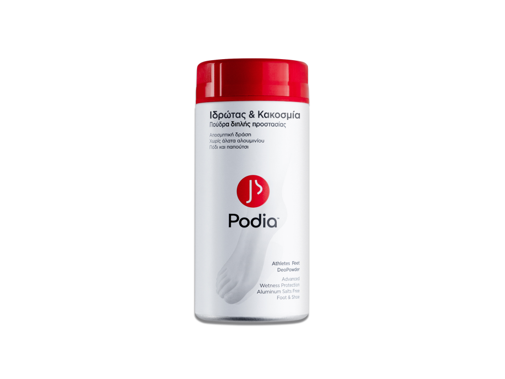 Podia Athletes Feet DeoPowder, Πούδρα διπλής προστασίας για Ιδρώτα & Μύκητες, 100gr