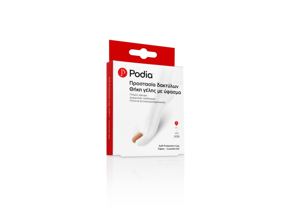 Podia Soft Protection Cap Fabric-Covered Gel, Προστασία Δακτύλων - Θήκη Γέλης με Ύφασμα, One Size, 1τμχ