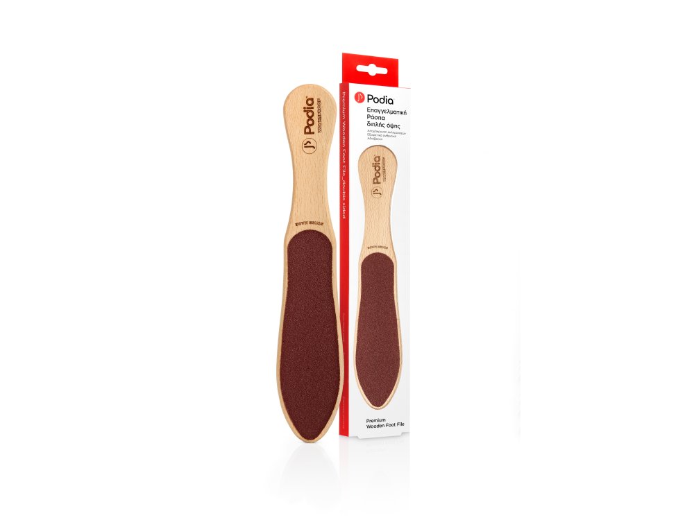 Podia Premium Wooden Foot File, Επαγγελματική Ράσπα Διπλής Όψης, 1τμχ