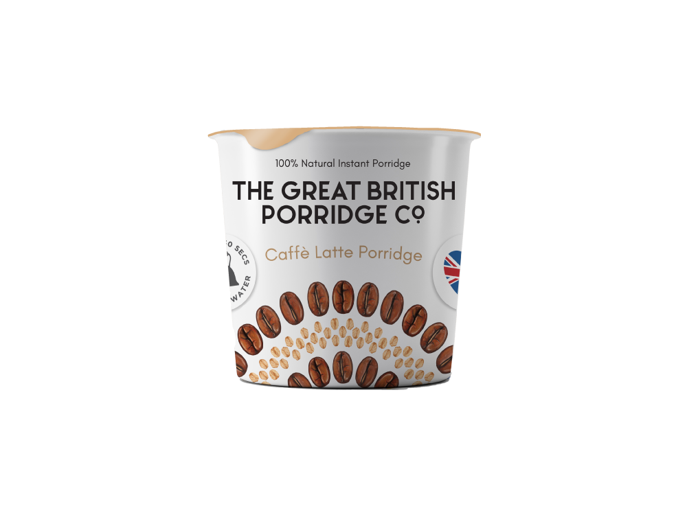 The Great British Porridge Co, Pot Caffe Latte, Νιφάδες Βρώμης με Γεύση Καφέ, Χωρίς Γλουτένη, 60gr