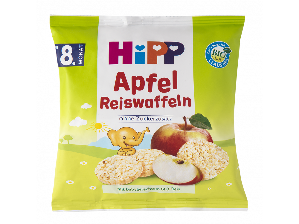 HiPP Παιδικές Ρυζογκοφρέτες Μήλου απο τον 8ο μήνα, 30gr - 15τμχ