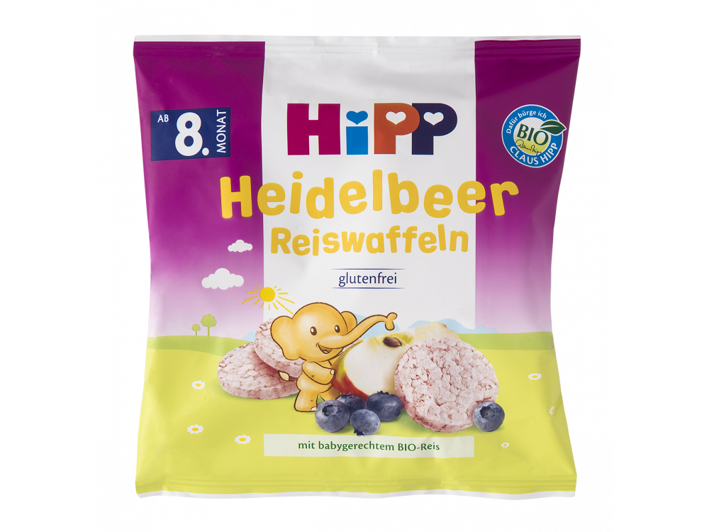 HiPP Παιδικές Ρυζογκοφρέτες Μήλο-Βατόμουρο απο τον 8ο μήνα - 30gr - 15τμχ
