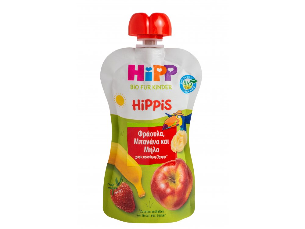 HiPP Νέος Φρουτοπολτός Φράουλα-Μπανάνα-Μήλο - 100gr