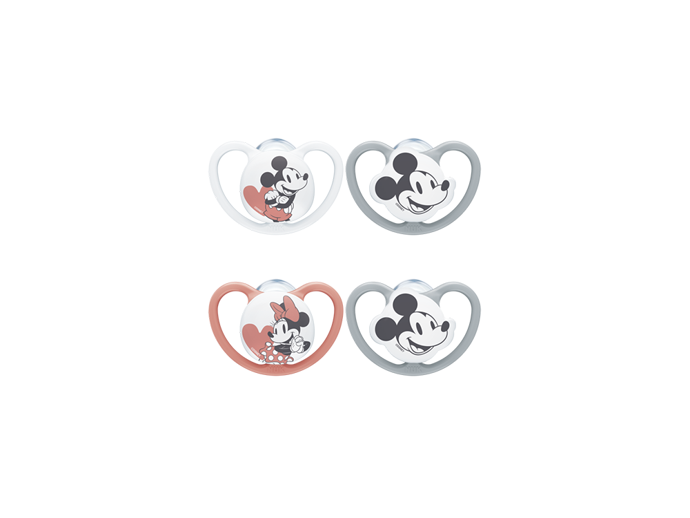 Nuk Space Mickey & Minnie, Ορθοδοντική Πιπίλα Σιλικόνης Μεγ.3 με Θήκη 18-36m, 1τμχ